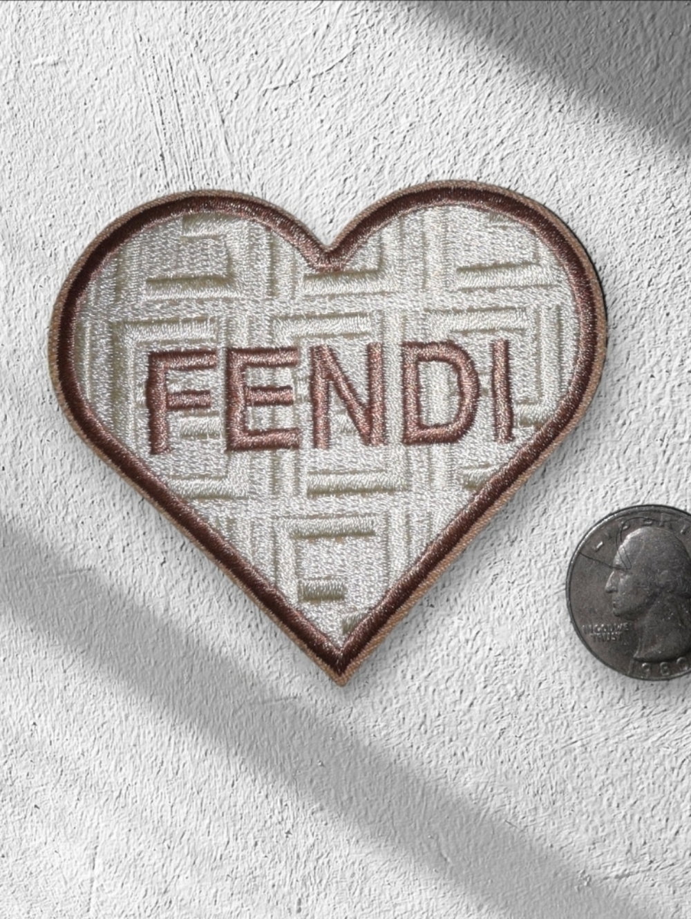 Luxury Fashion Heart Iron on Patch Tan